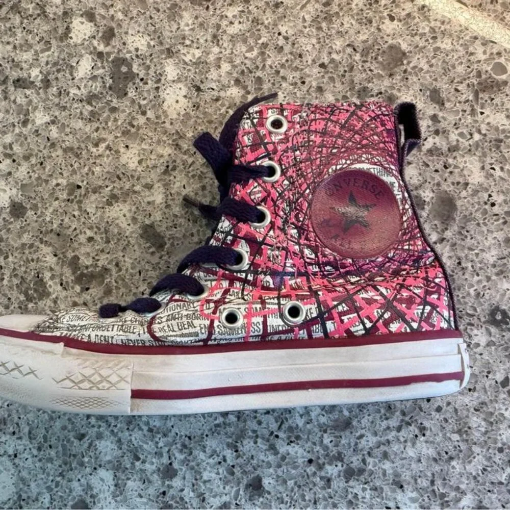 Converse Chuck Taylor Party Pink and Purple Hi Tops with Tulle-Junior Size‎ 12